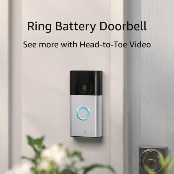 Ring Battery Doorbell. Head-to-Toe Video. Live View with Two-Way Talk. and Motion Detection & Alerts (newest model). Satin Nickel